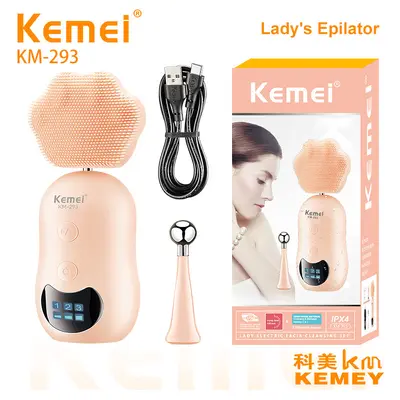 Kemei KM-293 Facial Cleansing Brush - Face Cleansing Device with Lifting and Massage Functions, Portable Electric Facial Cleanser