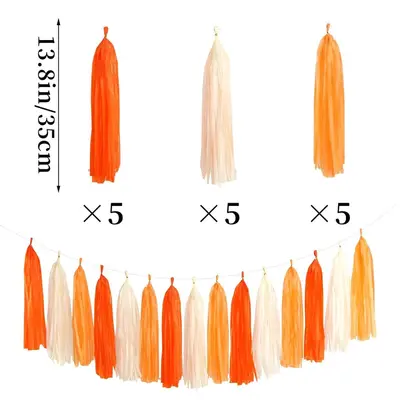 Thanksgiving Party Decoration Set with Triangle Banner and Paper Flower Balls