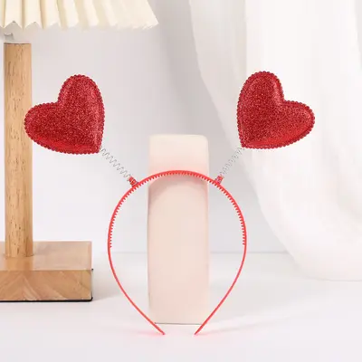 Valentinstag-Glitzer-Pfirsich-Herz-Haarklammer mit Brillen-Set - 7
