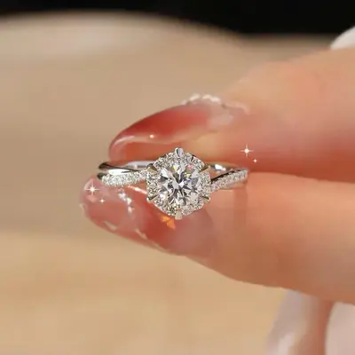 Couple ring set, wedding, adjustable open design - 8