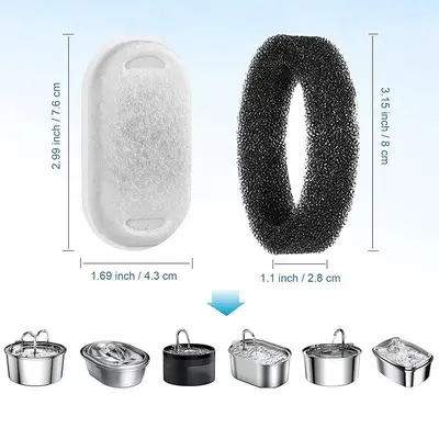 Stainless Steel Pet Water Fountain Filter, Coconut Shell Activated Carbon - 7