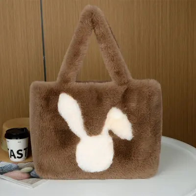 Women's rabbit plush bag with large ears, large capacity shoulder bag - 4