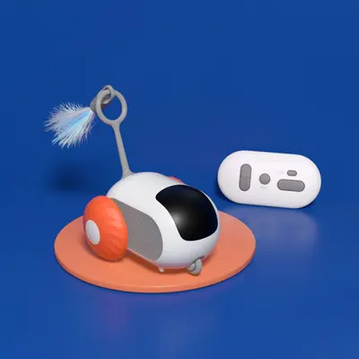 Smart Running Cat Toy Car with Remote Control, Feather Teaser and Mouse - 8