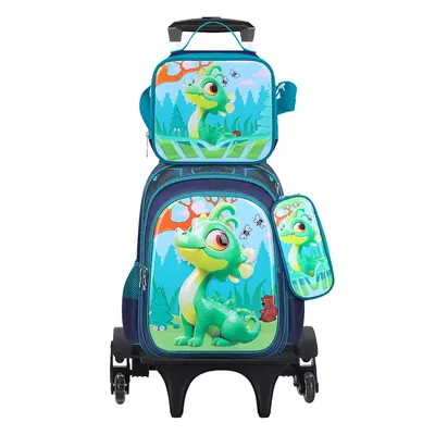 Neuer 3D-Leder-Grundschüler-Nylon-Stoff dreiteiliges Set Kinderrucksack Schulrucksack Export Lunchbox Tasche Fabrik fertig Lagerbestand - 12