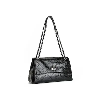 Women's Hourglass Bag with Chain Strap, Diamond Pattern, Shoulder and Crossbody - 5
