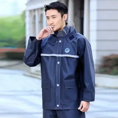 Men's raincoat and pants set, two-piece thickened - 11