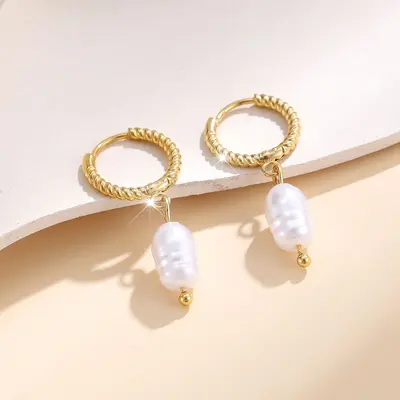 Pearl earrings for women, water drop pendant, open clip