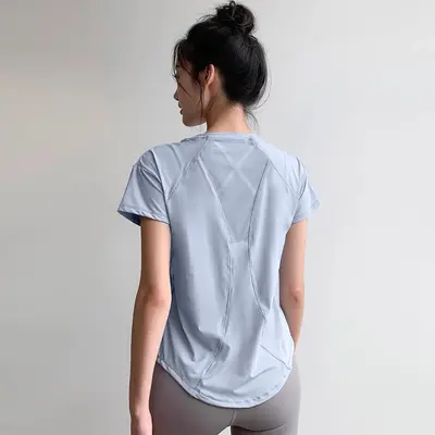 Women's Summer Fitness Running Top, Stretch Quick-Dry, Thin Loose Fit, Short Sleeve - 3