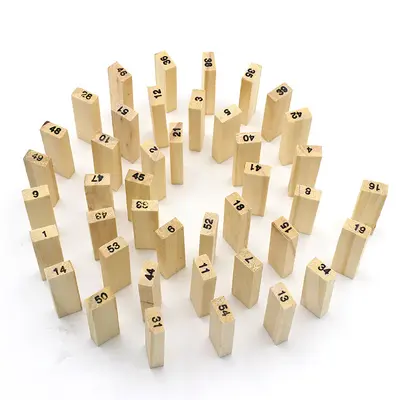 54-Piece Wooden Stacking Blocks Set, Primary Colours
