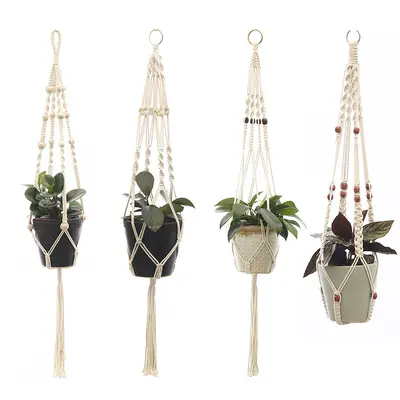 Handgefertigte Blumentopf-Hängeampel aus Baumwollseil, dekorative Hängeampel