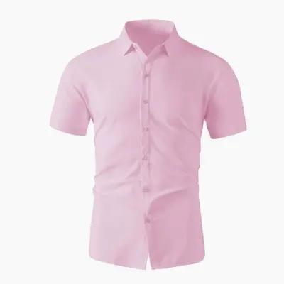 Men's Short-Sleeve Shirt, Korean Style, Solid Color Slim Fit