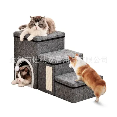 Katlanabilir evcil hayvan merdiveni, kaymaz, kedi ve köpek için