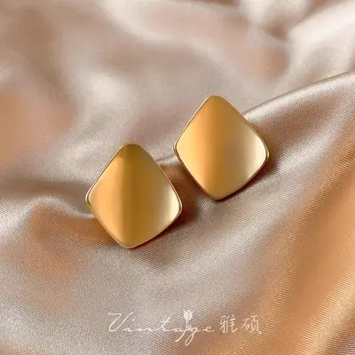金色耳环女925银针复古气质显瘦耳圈耳钉轻奢高级感金属耳耳坠饰 - 8