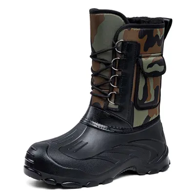Men's Snow Boots, Plus Size, Waterproof, Anti-Slip, Fleece-Lined