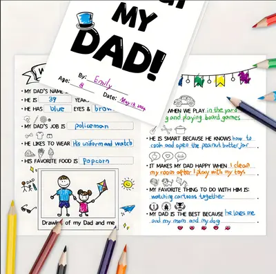 Father's Day Birthday Greeting Card DIY Dad Theme with Envelope