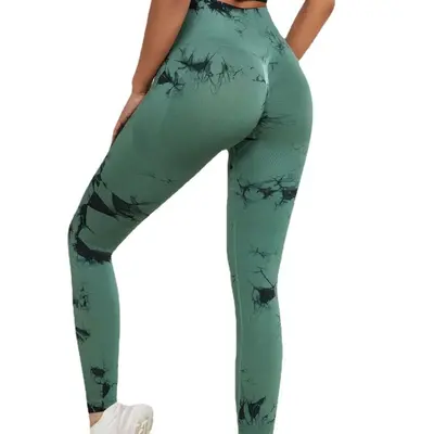 Dikişsiz kadın batik fitness yoga tayt, popo kaldırıcı uzun pantolon