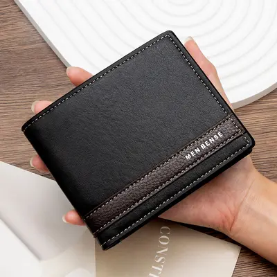 Men's Short Wallet with Multiple Card Slots and Side Zip Coin Pocket - 8