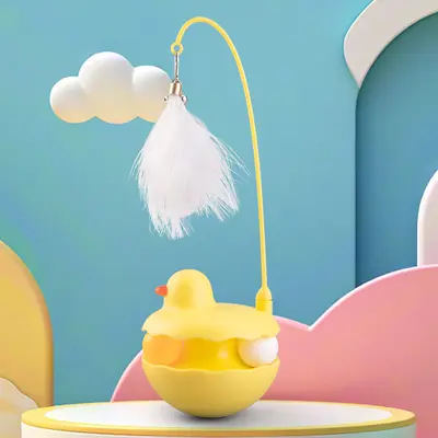 Roly-Poly Feather Bell Cat Toy with Washable Teaser Wand - 7