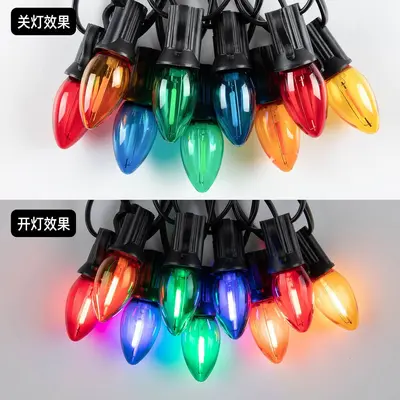 7.6 m Colorful LED Outdoor Christmas String Lights, Plastic