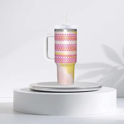 40 oz Stainless Steel Ice Dragon Tumbler with Hidden Text, Handle and Straw - 11