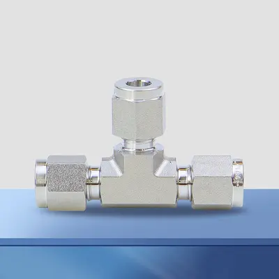 316L Stainless Steel Double Ferrule Tee Fitting, UNF φ1/468 - 3