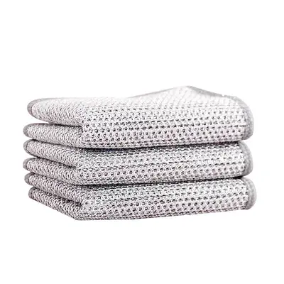 Silver wire mesh kitchen stove steel wire dishwashing cloth oil-resistant, removes grease and dirt, metal wire silver wire cleaning cloth - 10