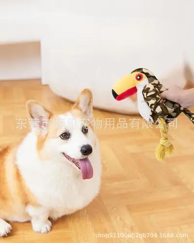 跨境爆款狗狗玩具毛绒发声充棉绳结磨牙啃咬玩具金毛泰迪小狗玩具