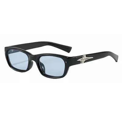 Herren-Sonnenbrille, eckig, blau, helle Farbe, für kleine Gesichter - 9