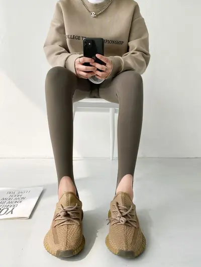 High-Elasticity Breathable Stepped-Foot Leggings, Extended Length - 10
