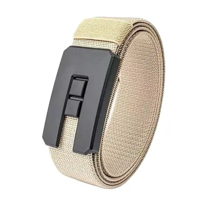 Elastic Waistband Nylon Tactical Belt Military Training Men's Alloy Push-Pull Buckle Stretchable Outdoor Sports Trendy Belt
