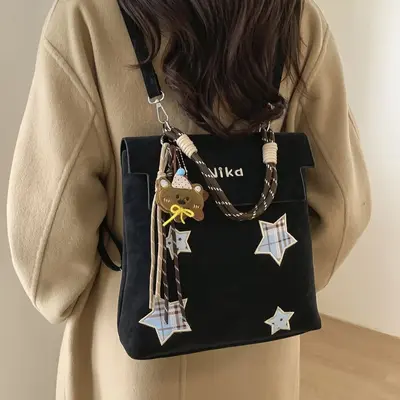 Women's Retro Backpack, Large Capacity, Korean-Style College Look - 4