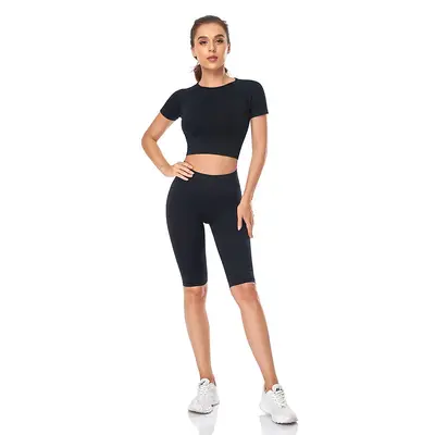 İki parça dikişsiz spor takımı, spor sutyeni, koşu ve yoga için sıkı kesim