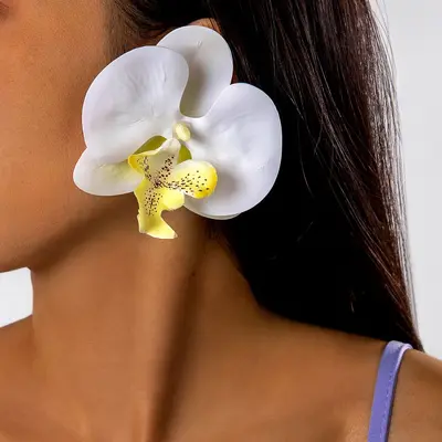 Amazon cross-border 3D colorful large butterfly orchid earrings, simulated flower earrings giving a fresh and atmospheric feel. - 13