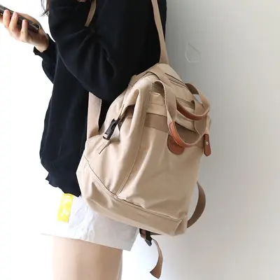 Retro Canvas Women's Backpack, Casual Schoolbag, Japanese Style - 8