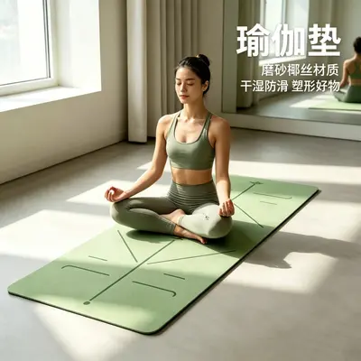 B07椰丝土豪垫pu橡胶瑜伽垫防滑瑜珈垫子加宽专业健身垫家用地垫