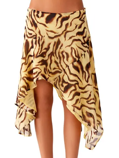 D8111 Amazon-Bestseller Damenmode Europa/USA sexy Leoparden-Print unregelmäßiger Saum Minirock (mit Innenfutter)