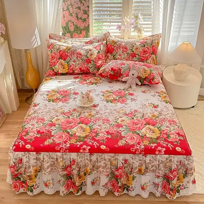 Thickened Brushed Single Bed Skirt, Three-Piece Set, Simmons Compatible - 10