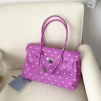 Polka Dot Jelly Tote Bag, Large Capacity Commuter Underarm Bag - 12