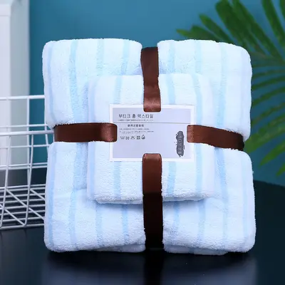 Havlu ve banyo havlusu iki parçalı mercan kadife set toptan hediye havlu iade hediyesi yumuşak emici kayınvalide seti sınır ötesi - 9