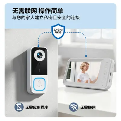 1080P Video Doorbell with 4.5-Inch Screen, Wireless, Two-Way Voice - 2