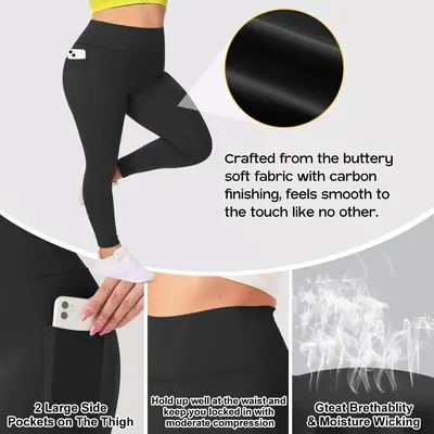 Plus Size High-Waisted Tummy Control Women's Yoga Pants, High Stretch - 4