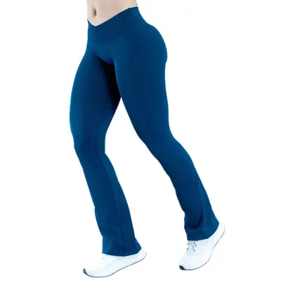 Dikişsiz Çan Paça Yoga Pantolonu, Çapraz Bel, Kalça Kaldırıcı Spor Tayt - 5