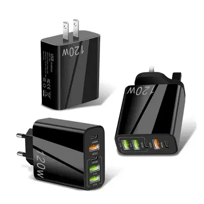 120W Çoklu Port Şarj Cihazı 3USB+2PD Hızlı Şarj Başlığı US/EU/UK Standartları Çok Fonksiyonlu Şarj Adaptörü - 3