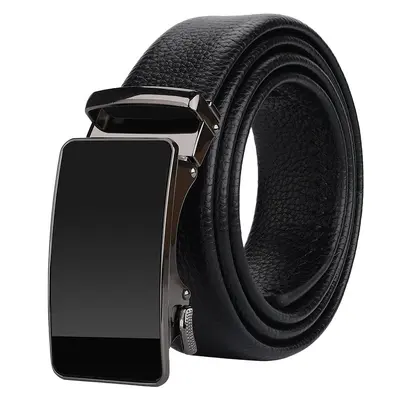 Men's first-layer cowhide belt with automatic buckle