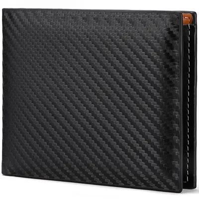 Carbon Fiber Men's Wallet with Zipper and Card Holder, Horizontal - 4