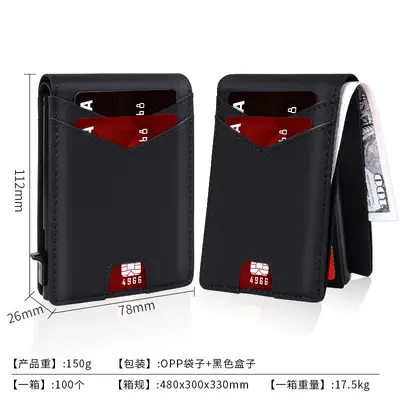Carbon Fiber Pattern RFID Blocking Flip Card Holder Large Capacity Men's Wallet - 10