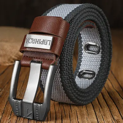 Canvas belt with pin buckle for men, student fashion youth style versatile denim belt, military training extended fabric belt for women