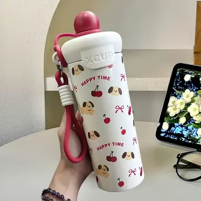 Yeni Model Float Ball Cup 316 Paslanmaz Çelik Termos Bardak Büyük Kapasite Su Bardağı Karikatür Yüksek Estetik Taşınabilir Askılı Pipet Bardak - 13