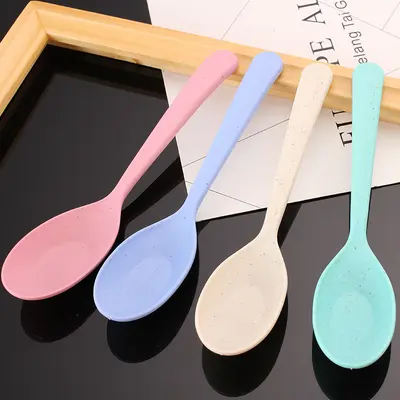 Wheat Straw Spoon Children Rice Spoon Soup Spoon Street Stall 2 Yuan Store Advertising Promotion Small Gifts Gifts Wholesale