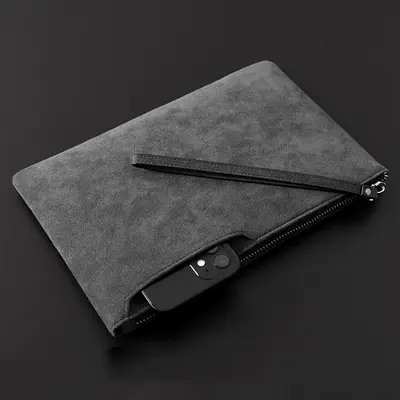 Men's Waterproof Leather Clutch Bag, Large Capacity - 1